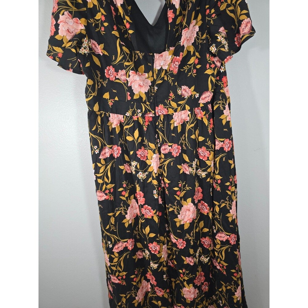 Torrid Walk Through Dress Romper Women Plus Size 20 Black Peach Floral V Neck BK - Picture 9 of 12